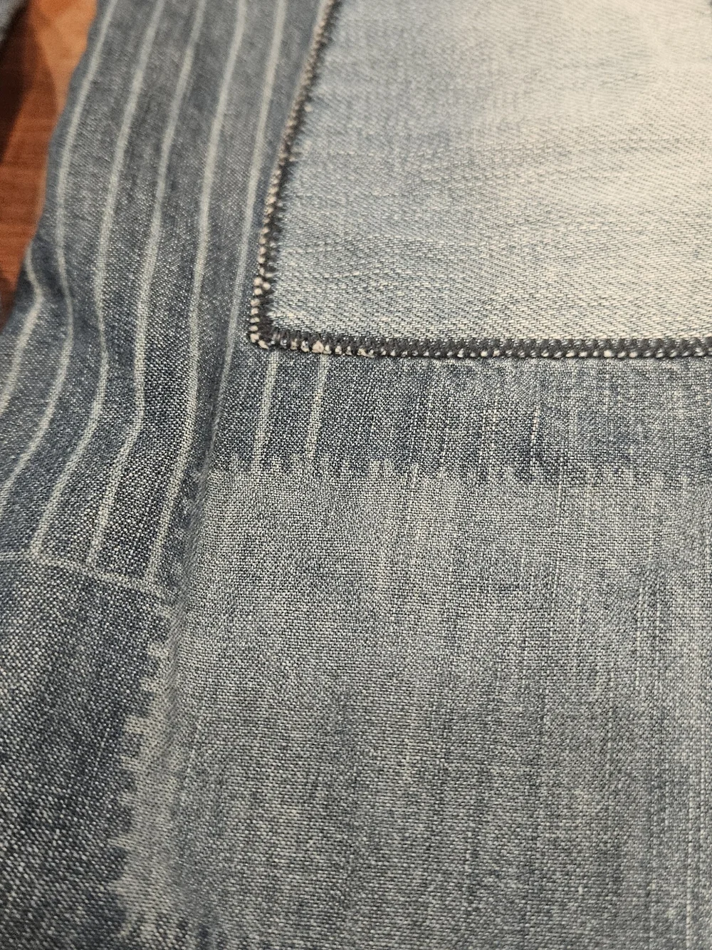 True Religion Blue Patchwork Denim Shirt Slim Fit- Men M